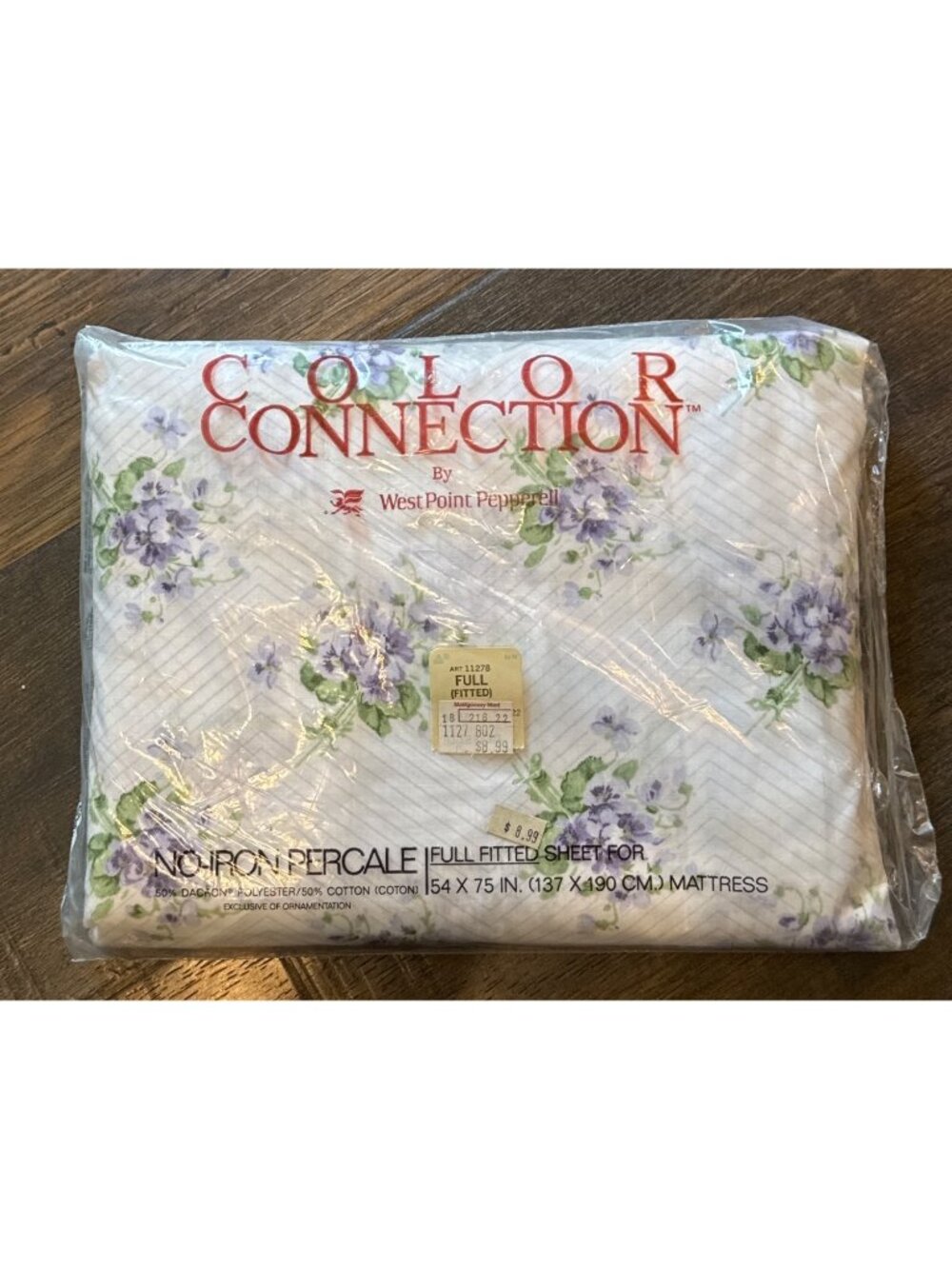 Vintage West Point Color Connection Floral Fitted Sheet Full NEW